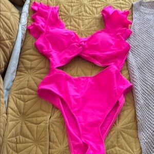 Vibrant Pink woman One Piece Swimsuit